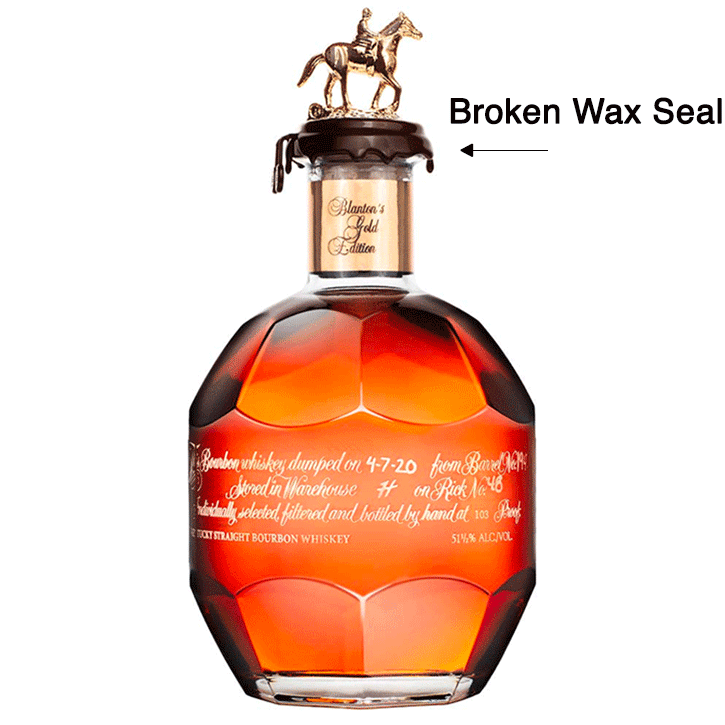 Blanton's Gold Label - Foreign Edition Bourbon Blooper Bottle - Broken Wax Seal (SEE DESCRIPTION)
